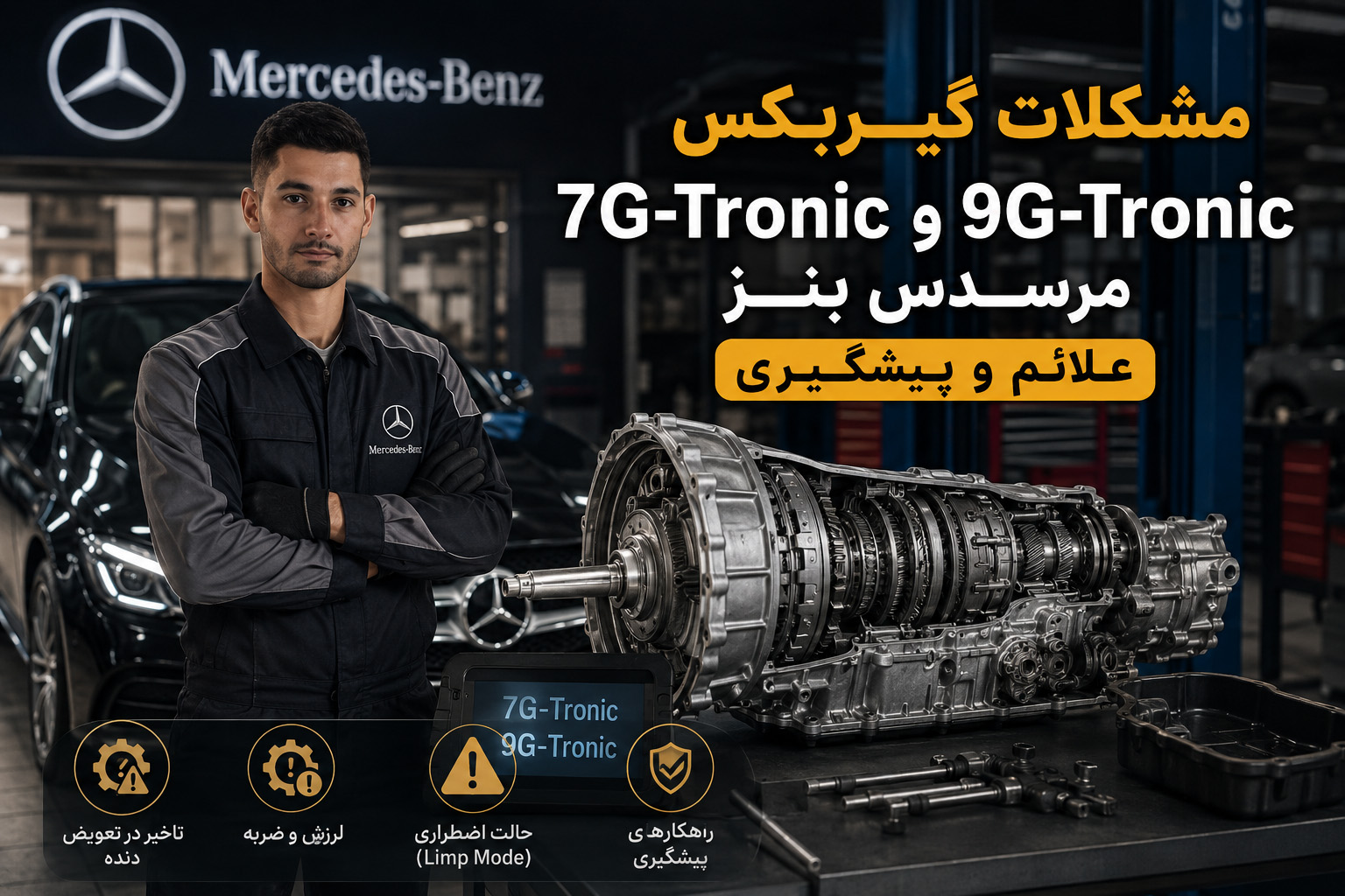 مشکلات گیربکس ۷G-Tronic و ۹G-Tronic مرسدس بنز؛ علائم و پیشگیری